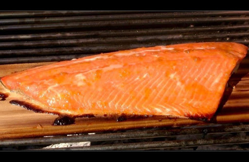 Orange Plum Wine Glazed Cedar Plank Salmon 