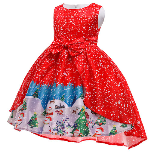 Title 5, Christmas Dress Print Princess Santa Claus Snow...