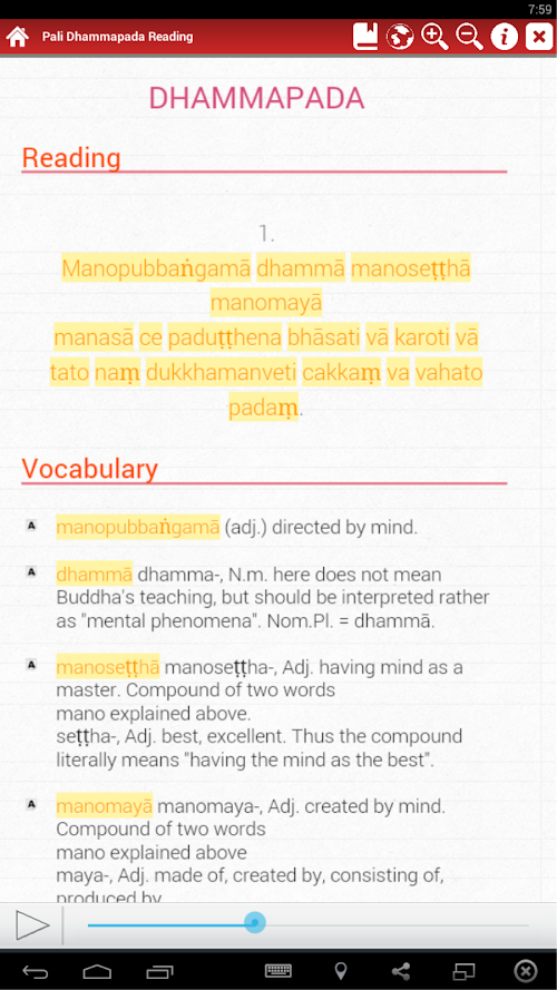 Android application Learn Pali with Dhammapada screenshort