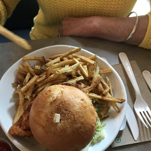 GF fried chicken sandwich and fries