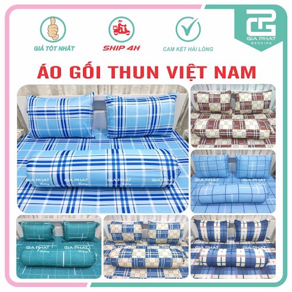 [ Link 1 - Kẻ Sọc ] Áo Gối/ Vỏ Gối Thun Lạnh Việt Nam Kích Thước : 40 X 60Cm, 50 X 70Cm, 35 X 100Cm