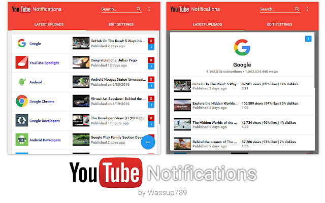 YouTube Notifications screenshot
