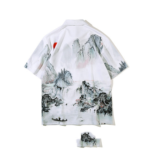 Title 4, Retro Chinese Style Full Print Short-Sleeved Sh...