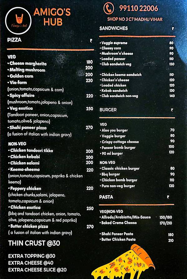 Amigo’s hub menu 