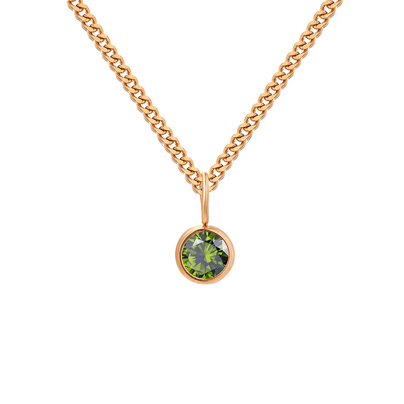 Collier en acier inoxydable avec pendentif diamant et pierre de naissance, un cadeau élégant et personnalisé, idéal.