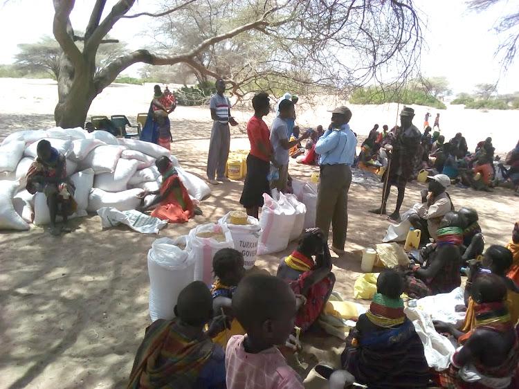 A Food Distribution point in Turkana Central subcounty