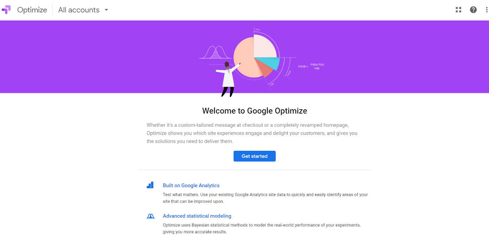 Google Optimize Homepage