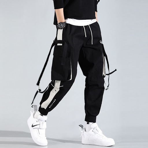 Title 5, Mens Overalls Stitching Drawstring Trousers, c...