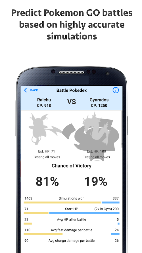 Android application Battle Calculator: Pokemon GO screenshort