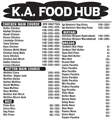 KA Food Hub menu 