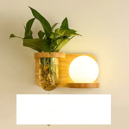 Title 8, Green Plant Solid Wood Wall Lamp for Corridor &...