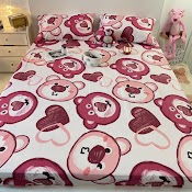 Bộ Ga Giường Vỏ Gối Nằm Cotton 3D Mịn Decor Mềm Mại Bo Chun Miễn Phí