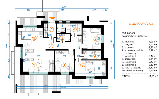 Gustowny 03 - Rzut parteru