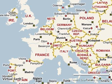 Western europe travel maps
