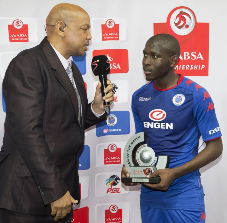 Man of the Match Aubrey Modiba of Supersport United during the Absa Premiership match between SuperSport United and Golden Arrows at Mbombela Stadium on October 31, 2017 in Nelspruit, South Africa.