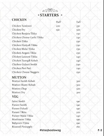 Istaqbaal Restaurant menu 