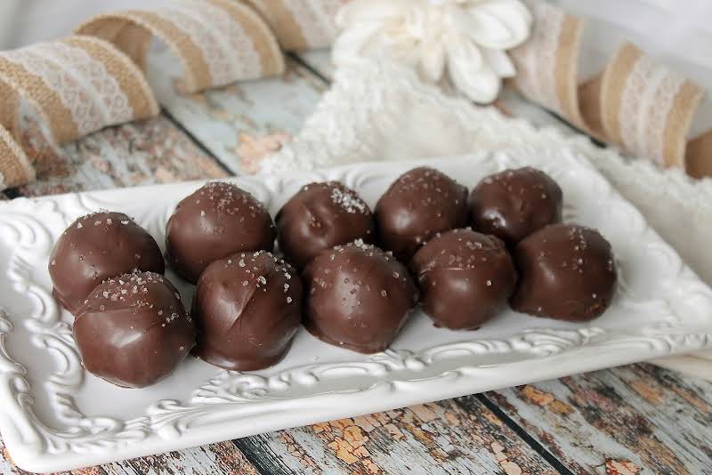 Pecan Pie Balls On A White Tray.