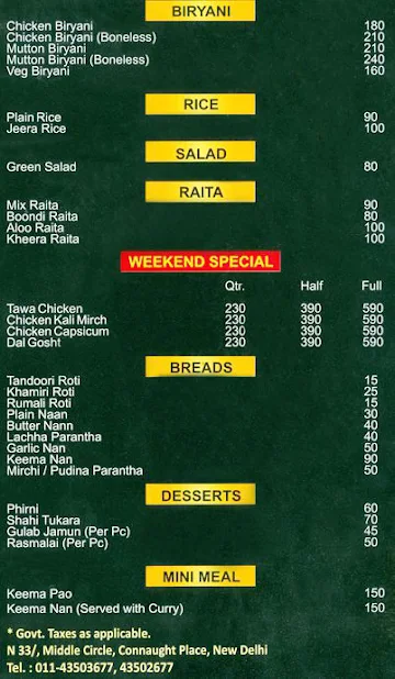 Mughlai Junction menu 