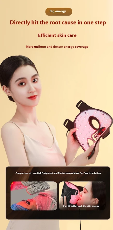 French Pattern Silicone Photon Mask Instrument LED Lamp Facial Rejuvenation Anti-Aging Device Reduces wrinkles Improves 
