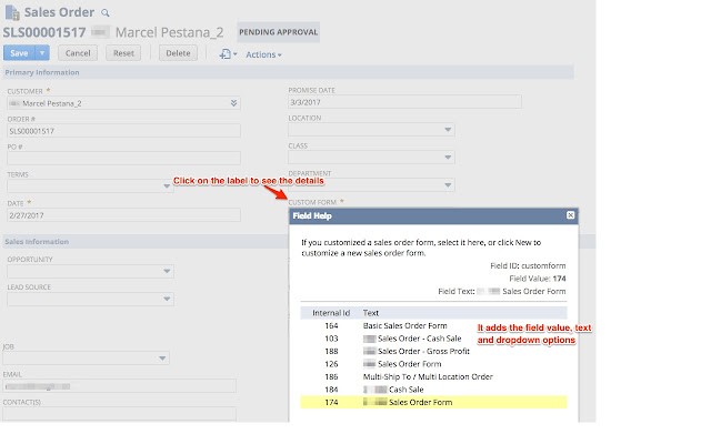 NetSuite Advanced Field Help