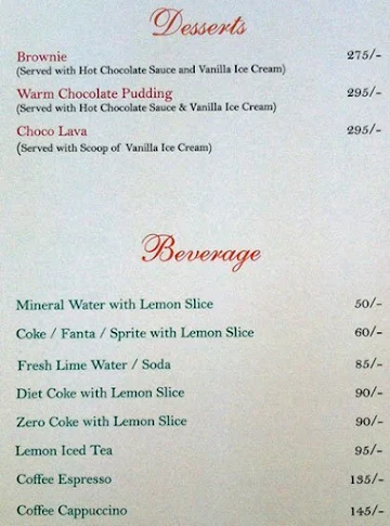 Oliva Lounge Bar menu 