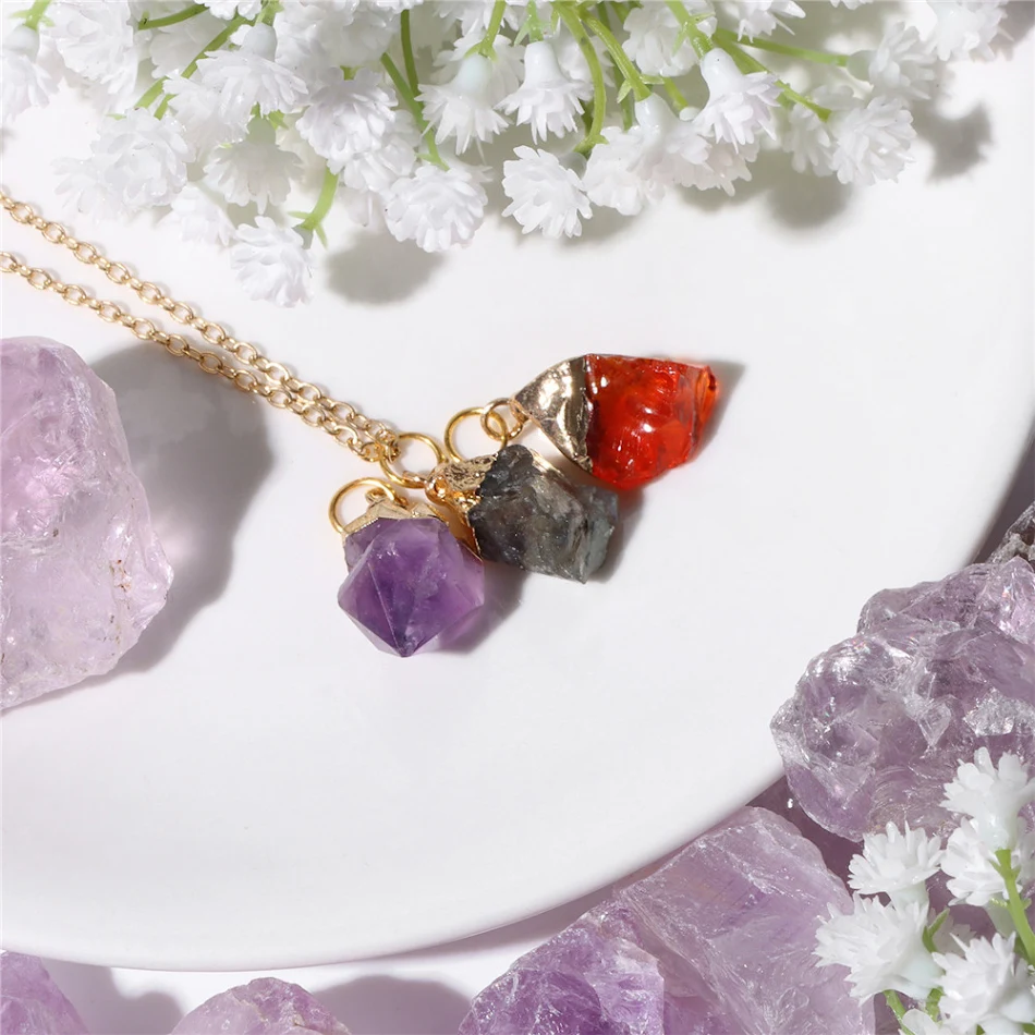 Natuurlijke kristalsteen onregelmatige agaat handgemaakte ketting Eenvoudig en elegant Sieraden voor dames, perfect als cadeau