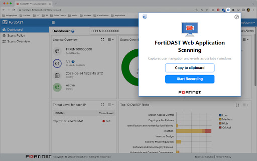 FortiDAST Web Application Scanning