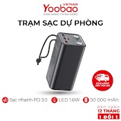 [Chính Hãng - Bh 12 Tháng] Pin Sạc Dự Phòng Yoobao H5 50000Mah - Tích Hợp Đèn Pin Siêu Sáng - Sạc Nhanh Cho Đt, Laptop, ...