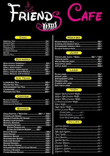 Friends Cafe menu 