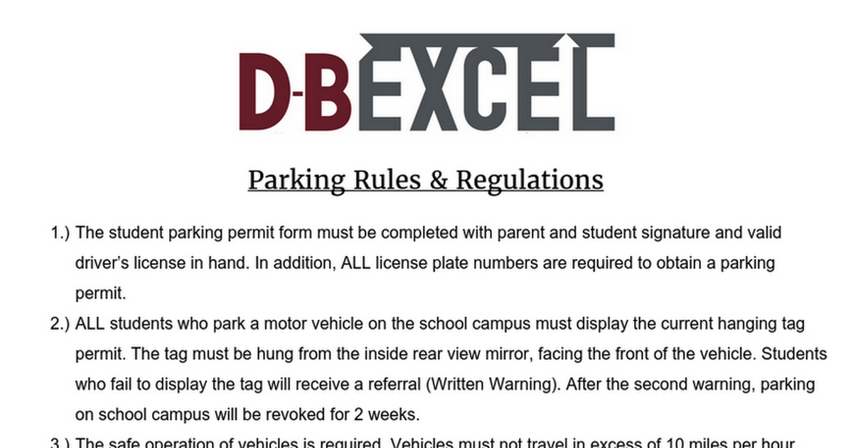 DBE Parking Regulations