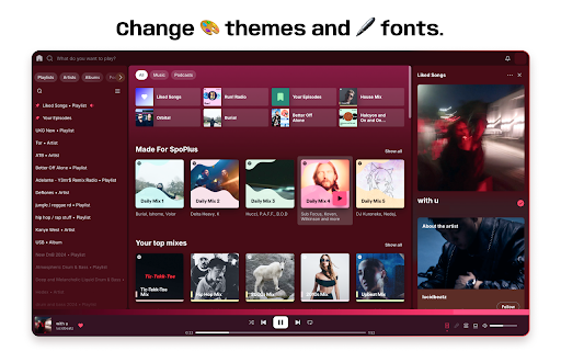 SpoPlus - تحرير سمات وإعدادات Spotify