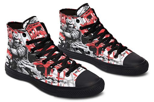 Title 4, Printed Couple High-top Canvas Shoes. Stylish a...