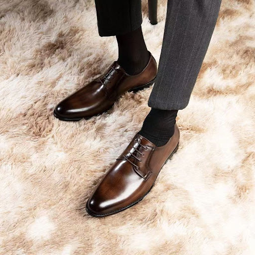 Title 3, Mens Leather Shoes Breathable Lace Up Hand-rub...