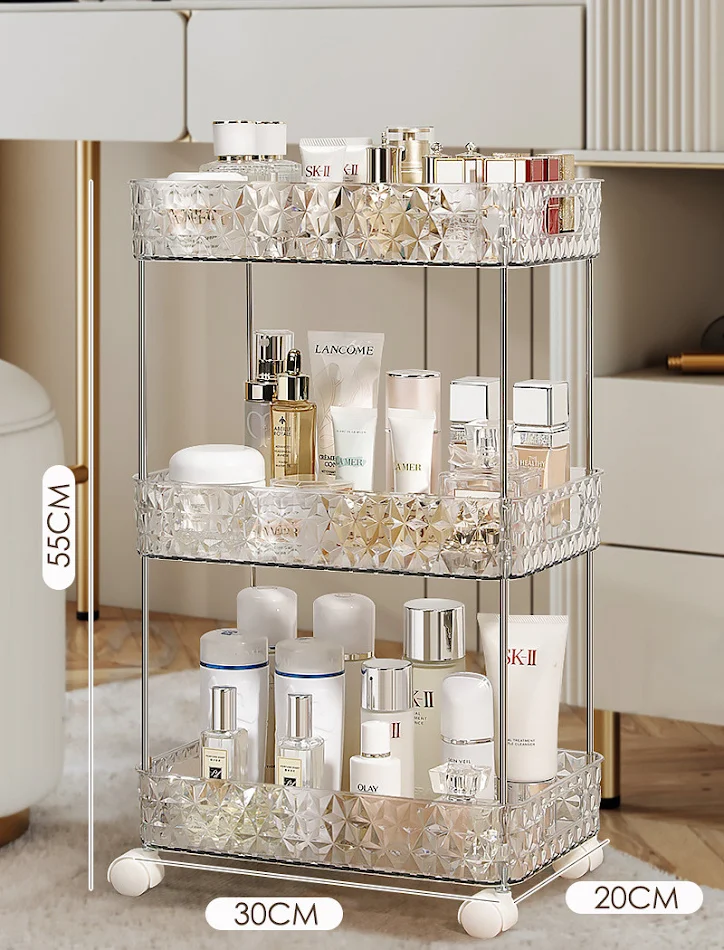 Carrito de baño de lujo ligero móvil para suelo, almacenamiento de cosméticos y huecos de inodoro, ideal para organizar tu baño.