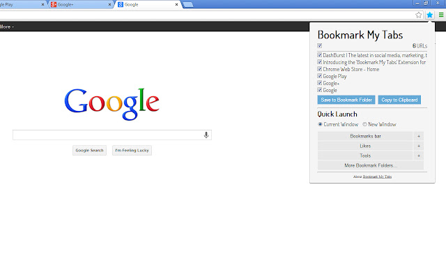 Bookmark My Tabs chrome extension