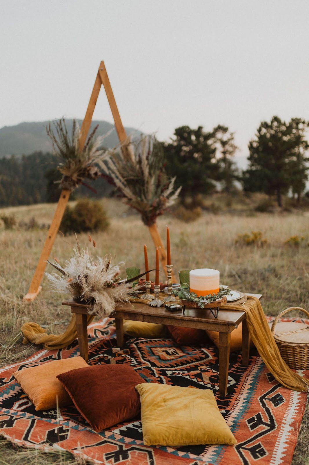 elopement day picnic setup