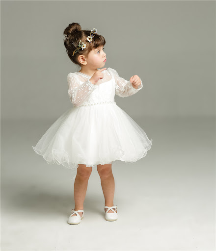 Title 3, Long Sleeve Baby Wedding Dress Gauze Skirt, ide...