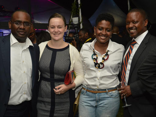 Barclays Bank's chief of staff Gerald Maithya and head of enterprise development Catherine Holwell with Omidyar Network investments director Ory Okolloh-Mwangi and her husband Dalberg Global external advisor Eric Mwangi.