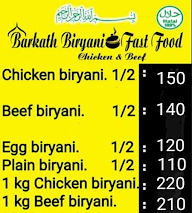 Barkath Biryani & Fast Food menu 1