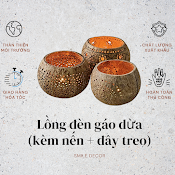 Lồng Đèn Gáo Dừa Trang Trí, Chơi Trung Thu Smile Decor (Gồm Nến Tealight Và Dây Treo) - Set Coconut Shell Candle Handles