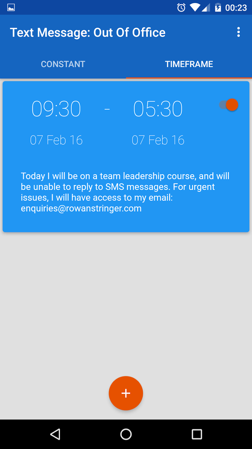 SMS AutoReply Screen 3