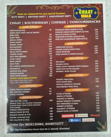 The Chaat Walk menu 