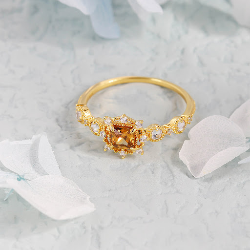 Title 6, Luxury silver gilded brown zircon ring necklace...
