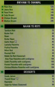 Pind Balluchi menu 2