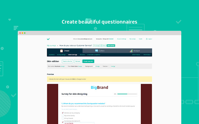 Homepage - Startquestion - create online surveys and forms