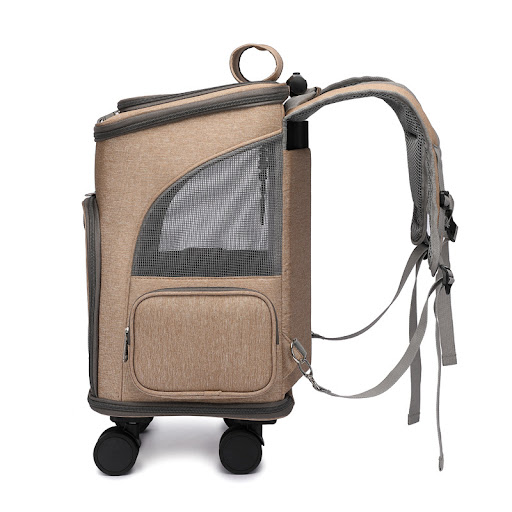 Title 5, Portable Folding Trolley Pet Backpack with Univ...