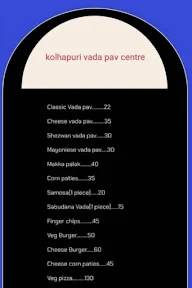 Kolhapuri Vada Pav Center menu 1