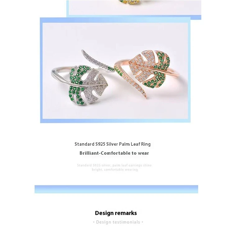 Title 2, Leaf Plated 925 Silver Female Ring. Enhance you...