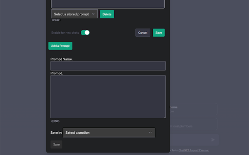 ChatGPT Custom Instructions Storage