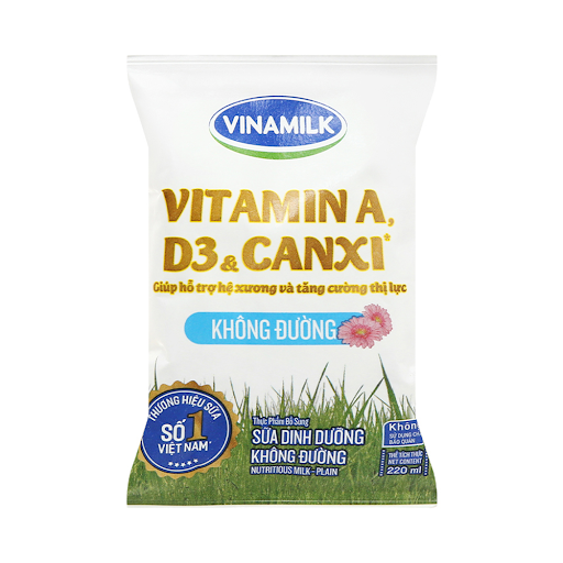 Thùng 48 bịch Sữa dinh dưỡng Không đường Vinamilk 220ml